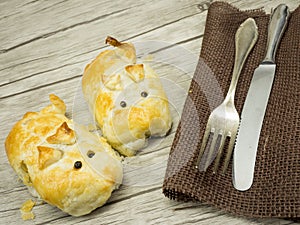Mice made from puff pastry