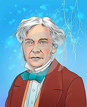 Michael Faraday cartoon style portrait