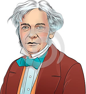 Michael Faraday cartoon style portrait