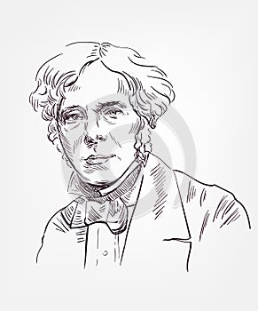 Michael Faraday vector sketch style portrait
