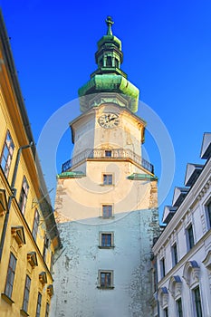 Michael Gate - city gate that has been preserved of the medieval fortifications in the Old town of Bratislava, Slovakia