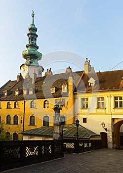Michael gate with a tower in the old town of Bratislava