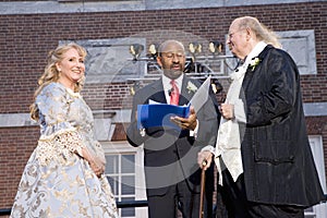 Michael Nutter marrying Ben Franklin and Betsy Ross