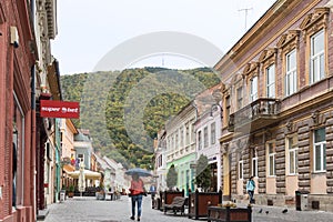Michael Weiss street in the Old city of Brasov in Romania