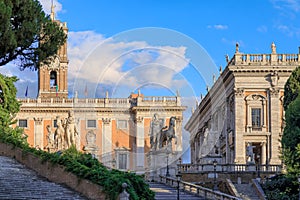 Rome urban view: Capitoline Hill with Palazzo Senatorio, Italy.