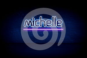 Michelle - blue neon announcement signboard photo