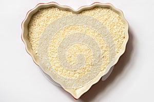 Unsweetened Shredded Coconut in a Heart Shape Bowl photo