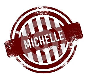 Michelle - red round grunge button, stamp photo