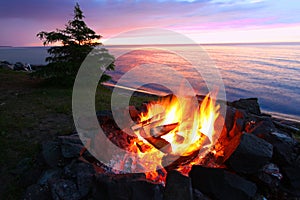 Michigan Beach Bonfire photo