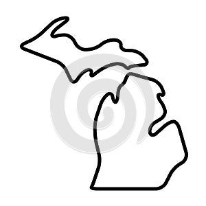 Michigan black outline map. State of USA