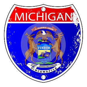 Michigan Flag Icons As Interstate Sign