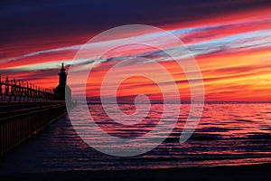 Michigan Light house at sunset