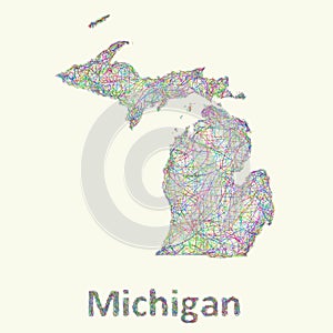 Michigan line art map