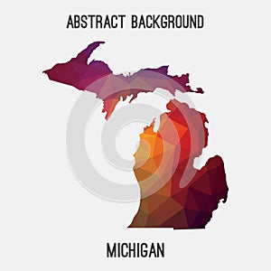 Michigan map in geometric polygonal,mosaic style.