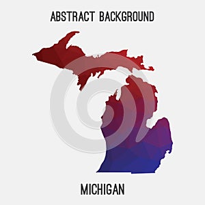 Michigan map in geometric polygonal,mosaic style.