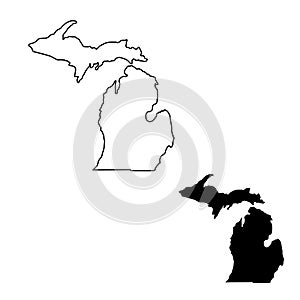 Michigan map vector illustration, scribble sketch Michigan map. State silhouette and outline