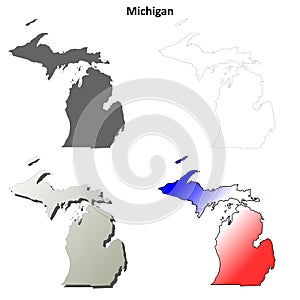 Michigan outline map set