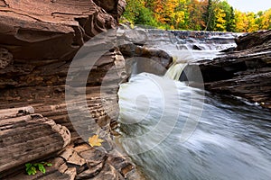 Michigan's Upper Peninsula Bonanza Falls in Autumn photo