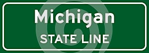 Michigan state line road sign