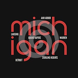 Michigan state. T-shirt and apparel vector design, print, typogr