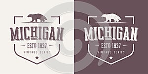 Michigan state textured vintage vector t-shirt and apparel desig