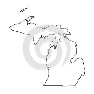 Michigan, state of USA - solid black outline map of country area. Simple flat vector illustration