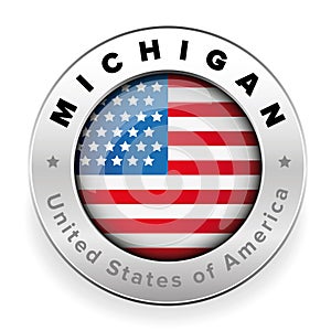 Michigan Usa flag badge button