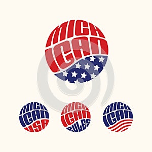 Michigan USA patriotic sticker or button set