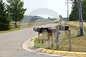 Michigan, USA, View of the mail boxes on the street