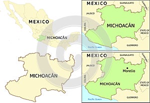 MichoacÃ¡n state location on map of Mexico photo