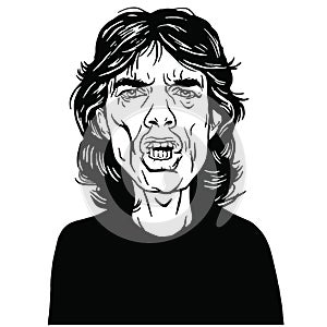 Jagger Hand Drawn Portrait Vector Drawing Black and White
