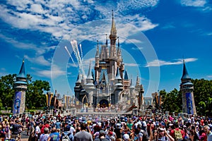Mickey`s Royal Friendship Faire and fireworks on Cinderella Castle in Magic Kingdom at Walt Disney World Resort  4