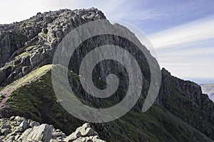 Mickledore between Scafell and Scafell Pike in The Lake District