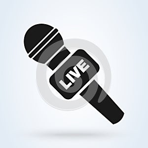 Micraphone live news. Simple vector modern icon design illustration