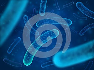 Micro bacterium and therapeutic bacteria organisms. Microscopic salmonella, lactobacillus or acidophilus organism vector