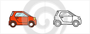 Micro car coloring page. Micro car side view