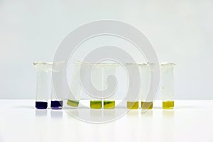 Micro centrifuge tubes of samples for testing anti-biotic in beef or meats by using test kit sample culture in purple violet agar