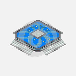 Micro chip, computer chip, electronics, flat style