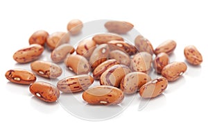 Micro close-up and details of brown Indian Rajma stripped  Phaselous vulgaris  or French Bean or Kidney Bean isolated over white
