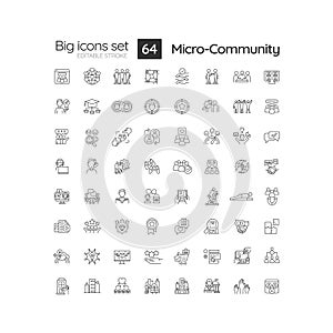 Micro community linear icons set