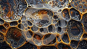 Metallic and Deep Blue Micro Cosmos, generative ai