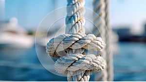 Micro image of a rope on a sailboat. Generative AI.