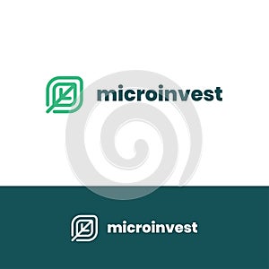 Micro Investment Green Leaf Simple Logo Design