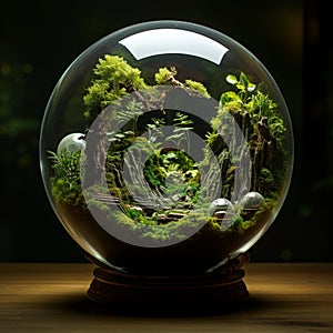 Micro Jungle: An enchanting realm of thriving moss and ferns in a miniature world