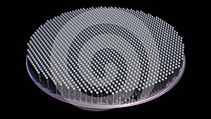Metalens. Array of small lenses mounted on disk wafer. 3d render illustration view 5
