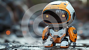 Micro mechanical marvel: Animated robot infant, small-scale wonder.