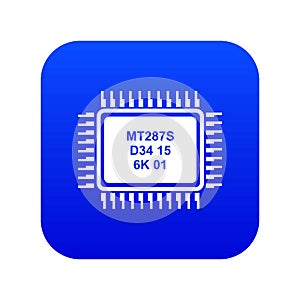 Micro microchip icon blue vector