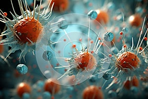 Micro-organism under microscope bacteria, plankton or viruses. Generative AI