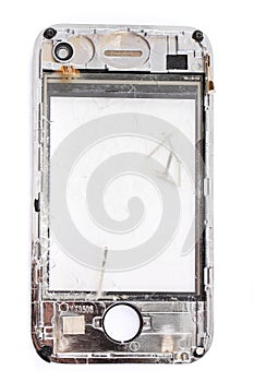 micro photo of damaged phone LCD display