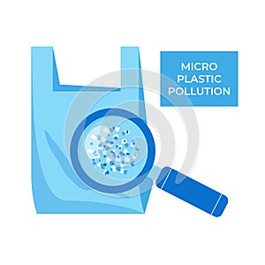 Micro plastic pollution concept. Microplastic in water. Vector illustration.